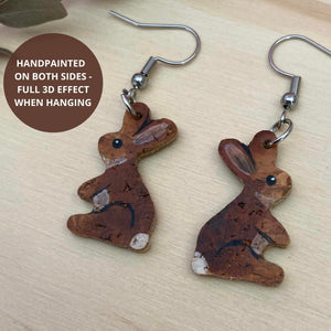 Rabbit Hook Earrings - Natural Cork Jewellery - Incorknito Designs