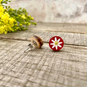 Daisy Studs - Red - Natural Cork Jewellery - Incorknito Designs