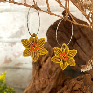 Daffodil Hoop Earrings - Natural Cork Jewellery - Incorknito Designs