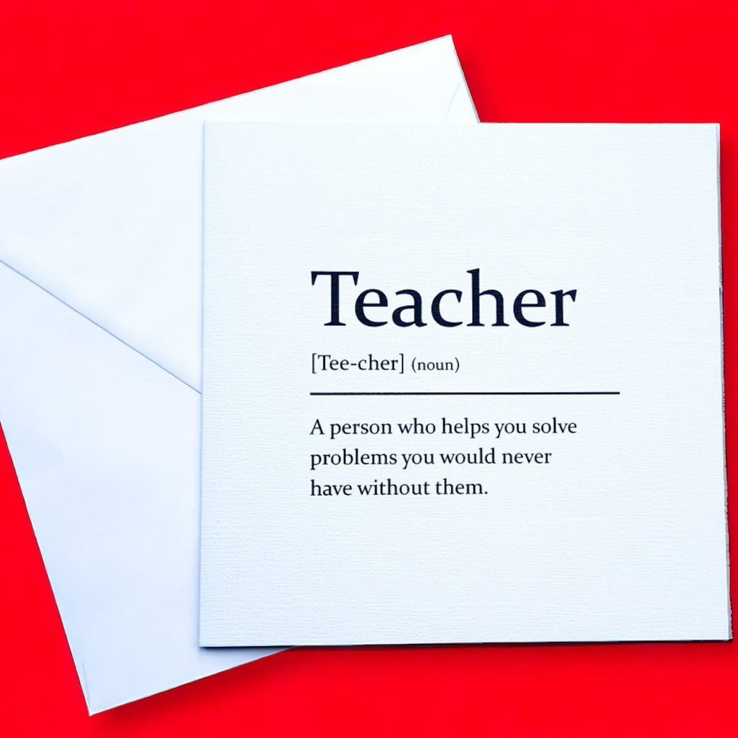 Sarcastic Dictionary Definition Card - Teacher - The Crafty Little Fox