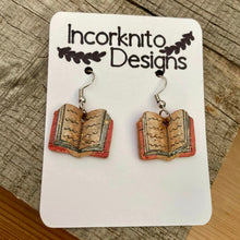 Load image into Gallery viewer, Pink Book Hook Earrings - Natural Cork Jewellery - Incorknito Designs
