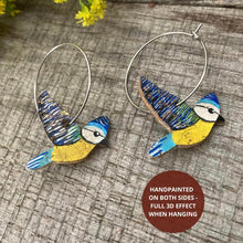 Load image into Gallery viewer, Blue Tit Hoop Earrings - Natural Cork Jewellery - Incorknito Designs
