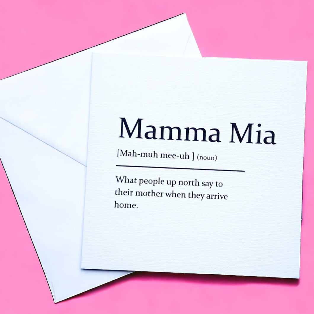 Sarcastic Dictionary Definition Card - Mamma Mia - The Crafty Little Fox