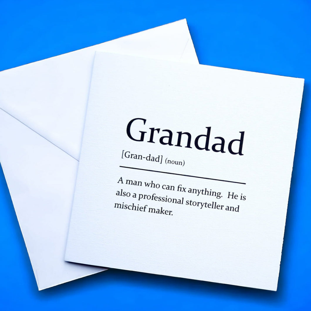 Sarcastic Dictionary Definition Card - Grandad - The Crafty Little Fox