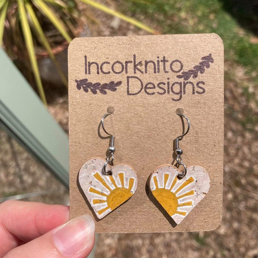 Natural Sun Hook Earrings - Natural Cork Jewellery - Incorknito Designs