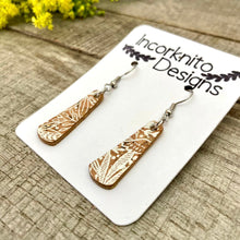 Load image into Gallery viewer, Natural Botanical Slim Dangle Earrings - Natural Cork Jewellery - Incorknito Designs
