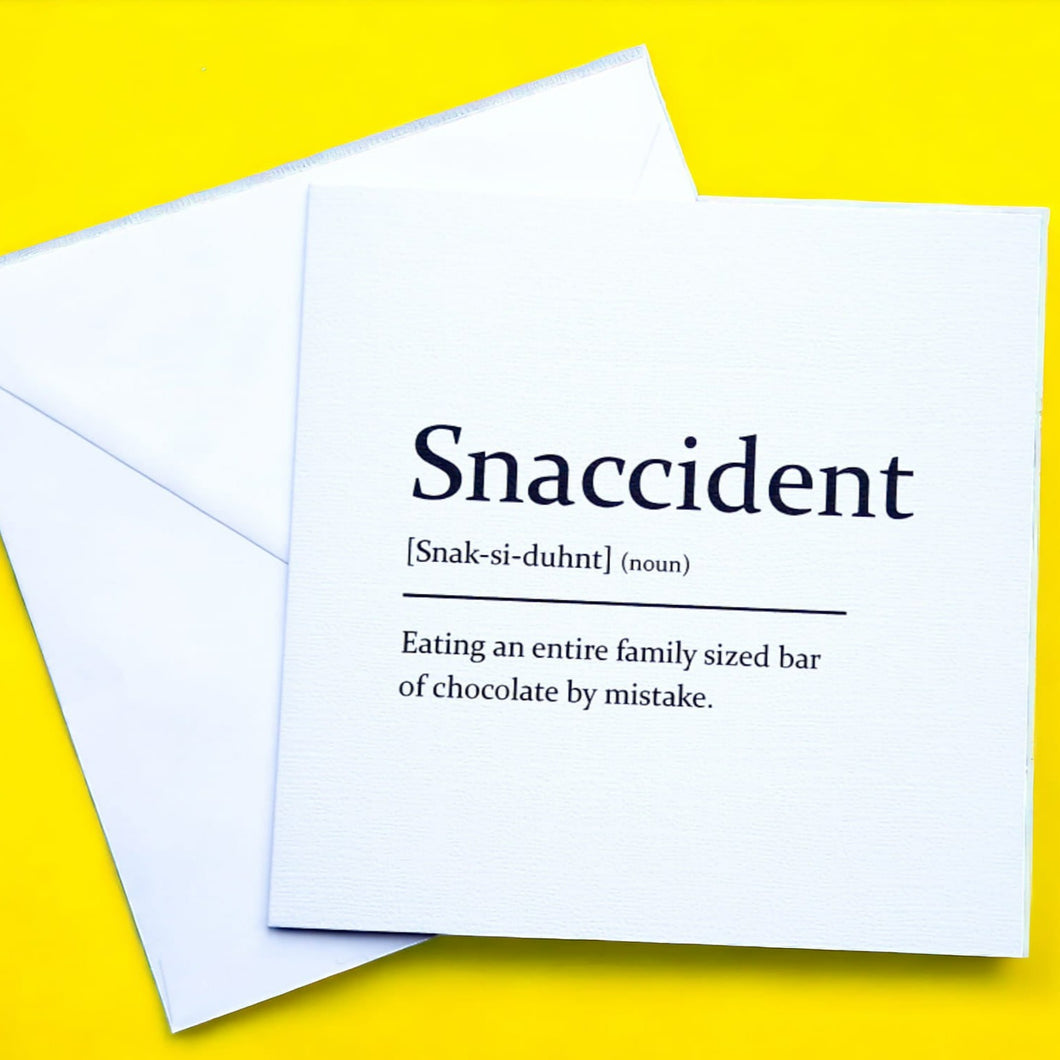 Sarcastic Dictionary Definition Card - Snaccident - The Crafty Little Fox