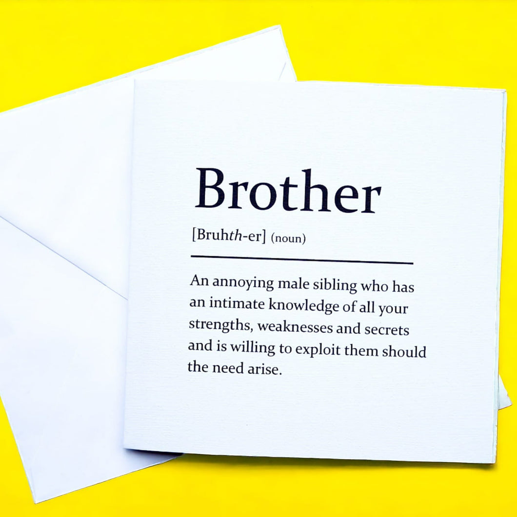 Sarcastic Dictionary Definition Card - Brother - The Crafty Little Fox