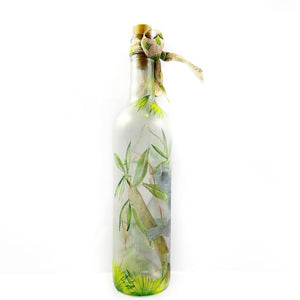 Decoupaged Light up Bottle - Koala and Green Leaves Design - The Upcycled Shop