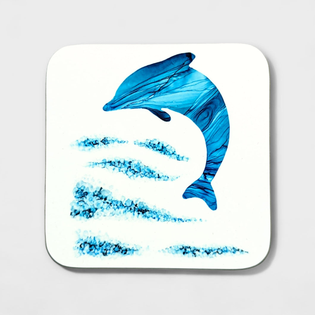 Coaster - Dolphin - Nichol Stokes Designs - Alcohol Ink Artwork