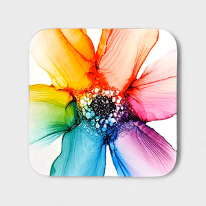 Coaster - Rainbow Flower - Nichol Stokes Designs - Alcohol Ink Artwork