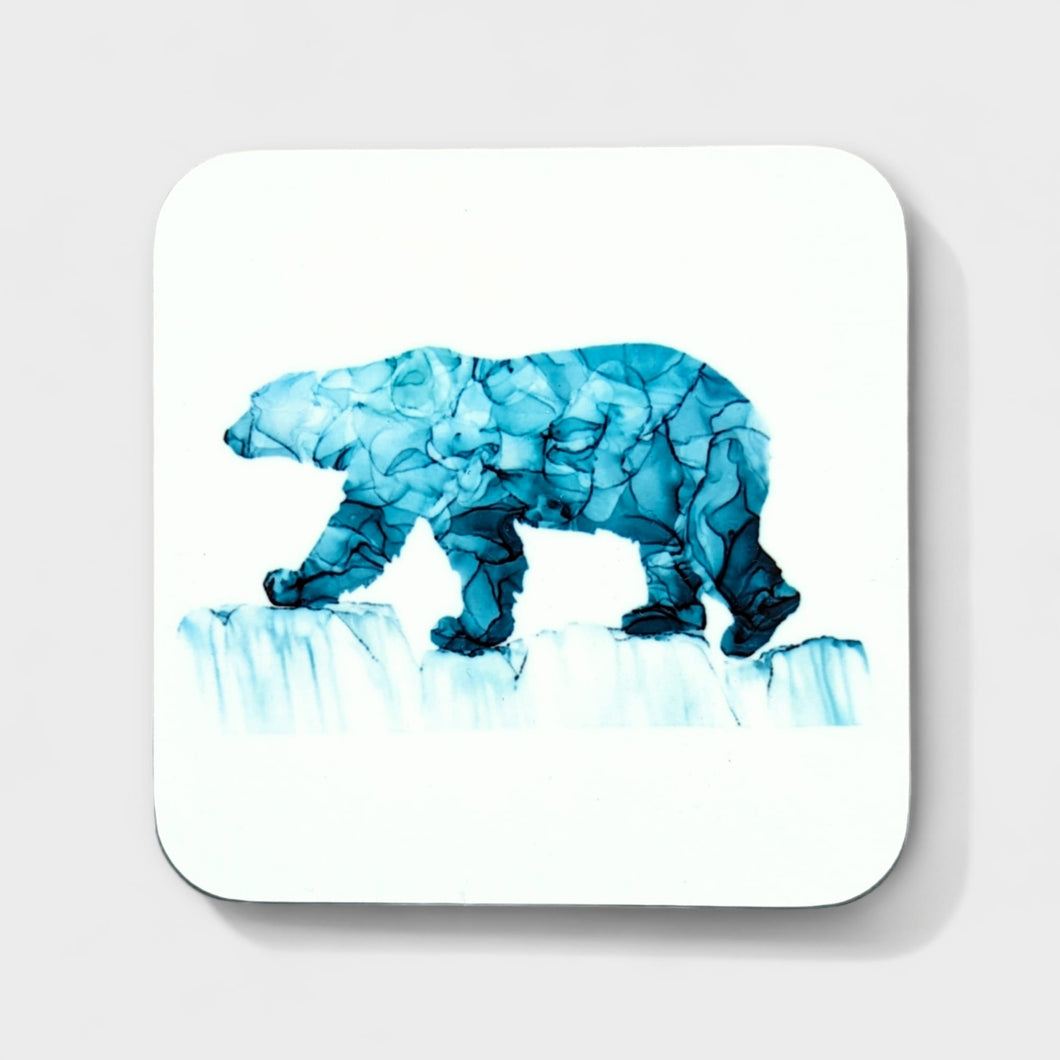 Coaster - Polar Bear - Nichol Stokes Designs - Alcohol Ink Artwork