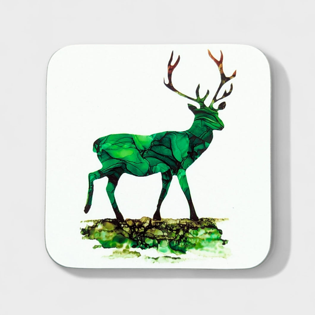 Coaster - Stag - Nichol Stokes Designs - Alcohol Ink Artwork