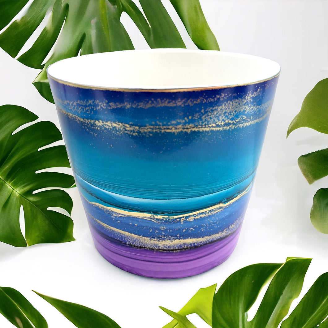 Planter - Large - Plant Pot - Nichol Stokes Designs - Alcohol Ink Artwork - COLLECTION ONLY