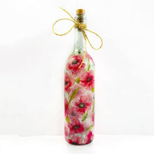 Load image into Gallery viewer, Decoupaged Light up Bottle -Poppies Design - The Upcycled Shop
