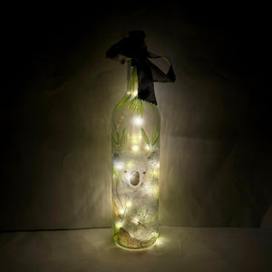 Decoupaged Light up Bottle - Koala and Green Leaves Design - The Upcycled Shop