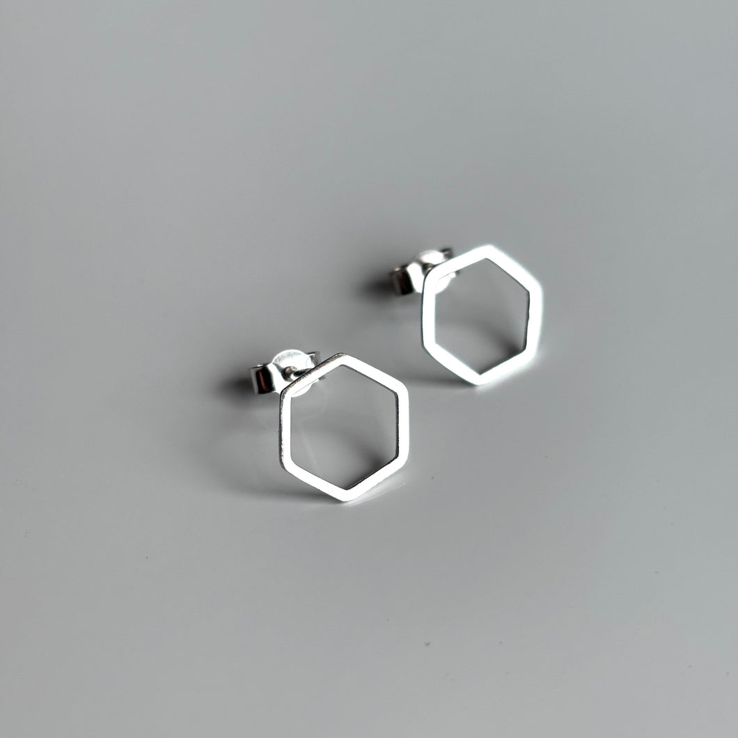Hexagon Stud Earrings - Sterling Silver - Gemma Fozzard