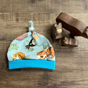 Knotted baby hat - 2 sizes - Jungle Swing - Three Bear Clothing