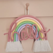 Load image into Gallery viewer, Large Hello Rainbow - Macrame Pastel Rainbow - LittleNellMakes
