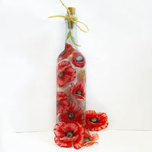 Load image into Gallery viewer, Decoupaged Light up Bottle - Red Poppies Design - The Upcycled Shop
