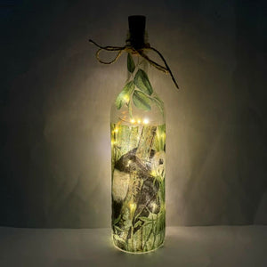 Decoupaged Light up Bottle - Panda Design - The Upcycled Shop