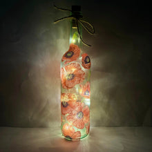 Load image into Gallery viewer, Decoupaged Light up Bottle - Red Poppies Design - The Upcycled Shop
