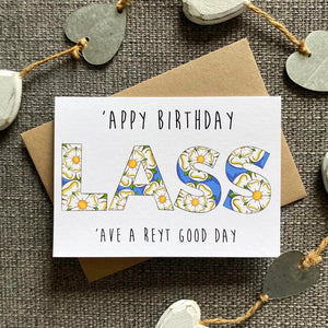 Happy Birthday Lad/Lass - 'Ave a good 'un - Yorkshire Rose Greetings Card - HD Designs