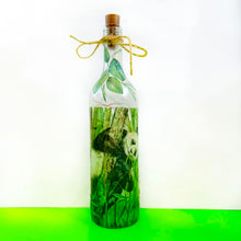 Load image into Gallery viewer, Decoupaged Light up Bottle - Panda Design - The Upcycled Shop

