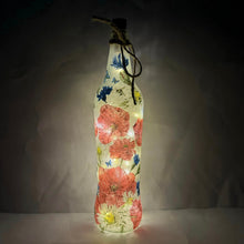 Load image into Gallery viewer, Decoupaged Light up Bottle - Poppy And Cornflower Design - The Upcycled Shop
