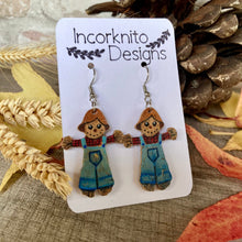 Load image into Gallery viewer, Scarecrow Hook Earrings - Natural and White - Natural Cork Jewellery - Incorknito Designs
