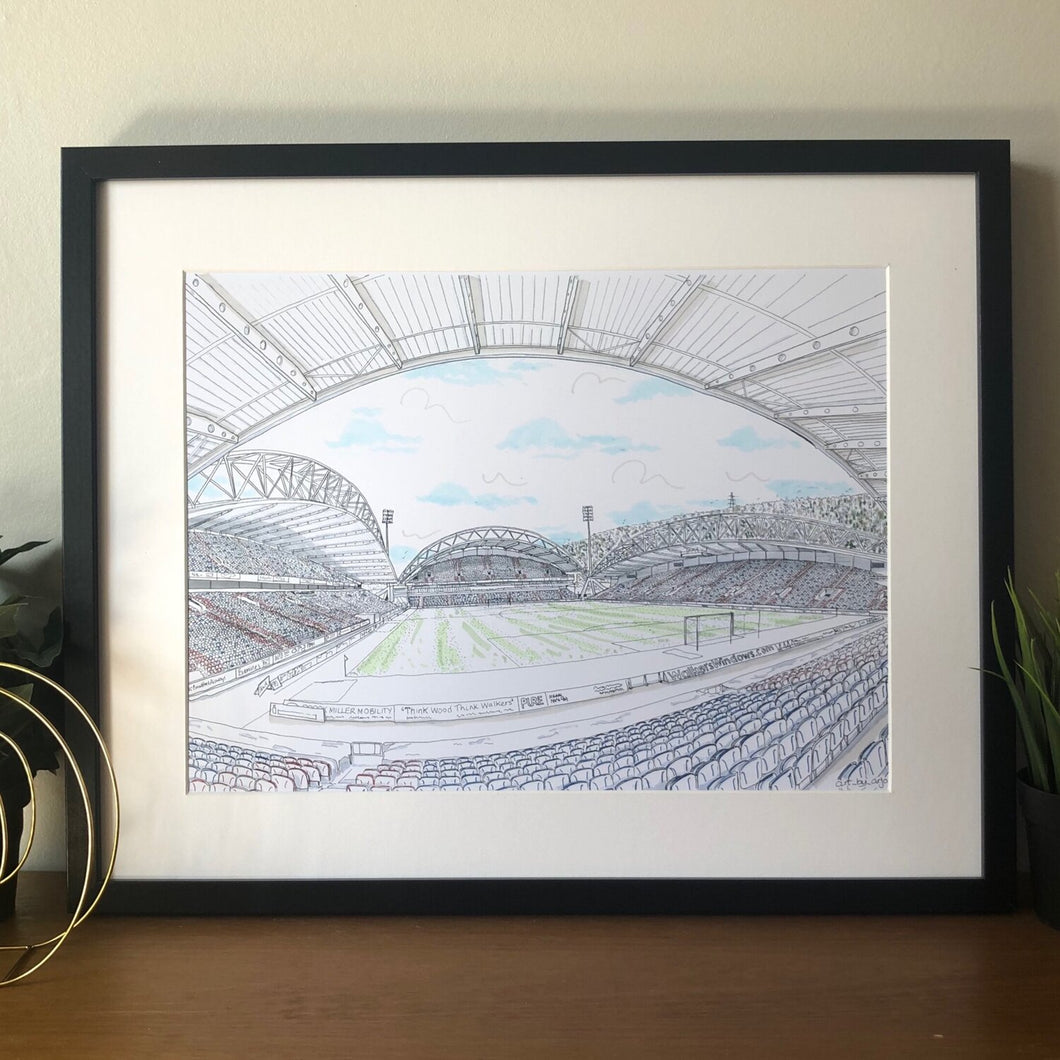 Kirklees Stadium Print - Huddersfield Town FC - A4 print - Art by Arjo