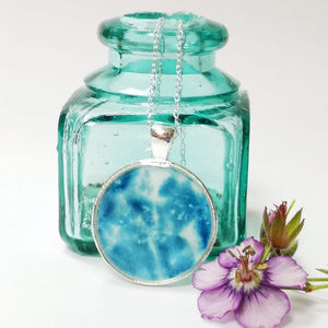 Circular Pendant - Cloud - Cyanotype Jewellery - Nimanoma