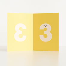 Load image into Gallery viewer, Greetings Card - Age 3 - Die Cut 3rd Birthday Card - Rumble Cards
