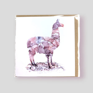 Greetings Card - Llama - Nichol Stokes Designs - Alcohol Ink Artwork