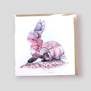 Greetings Card - Bunny - Nichol Stokes Designs - Alcohol Ink Artwork