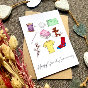 Anniversary Card - Happy Second Anniversary Card - Cotton - HD Designs