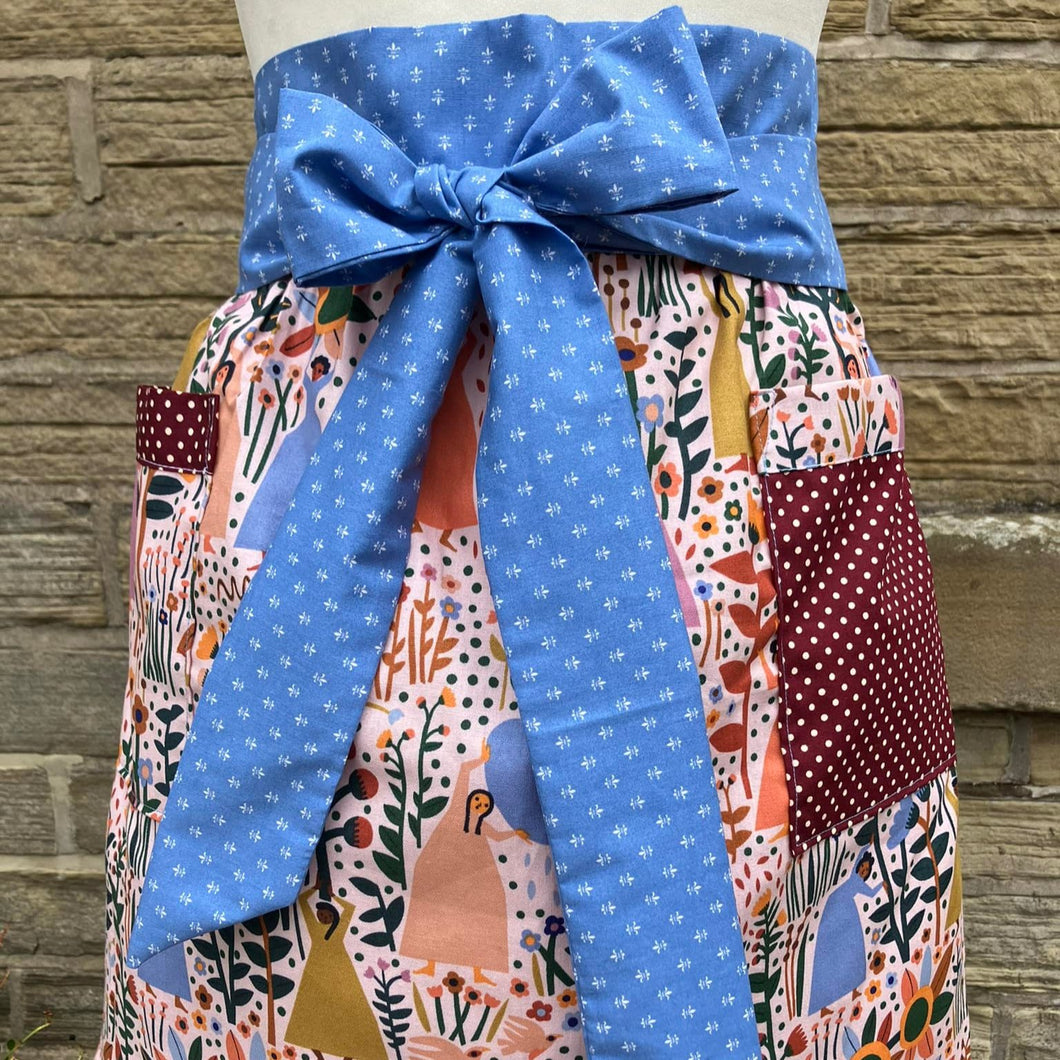 Half Apron - Floral Friends - Kitsch-ina - Retro style organic cotton pinny