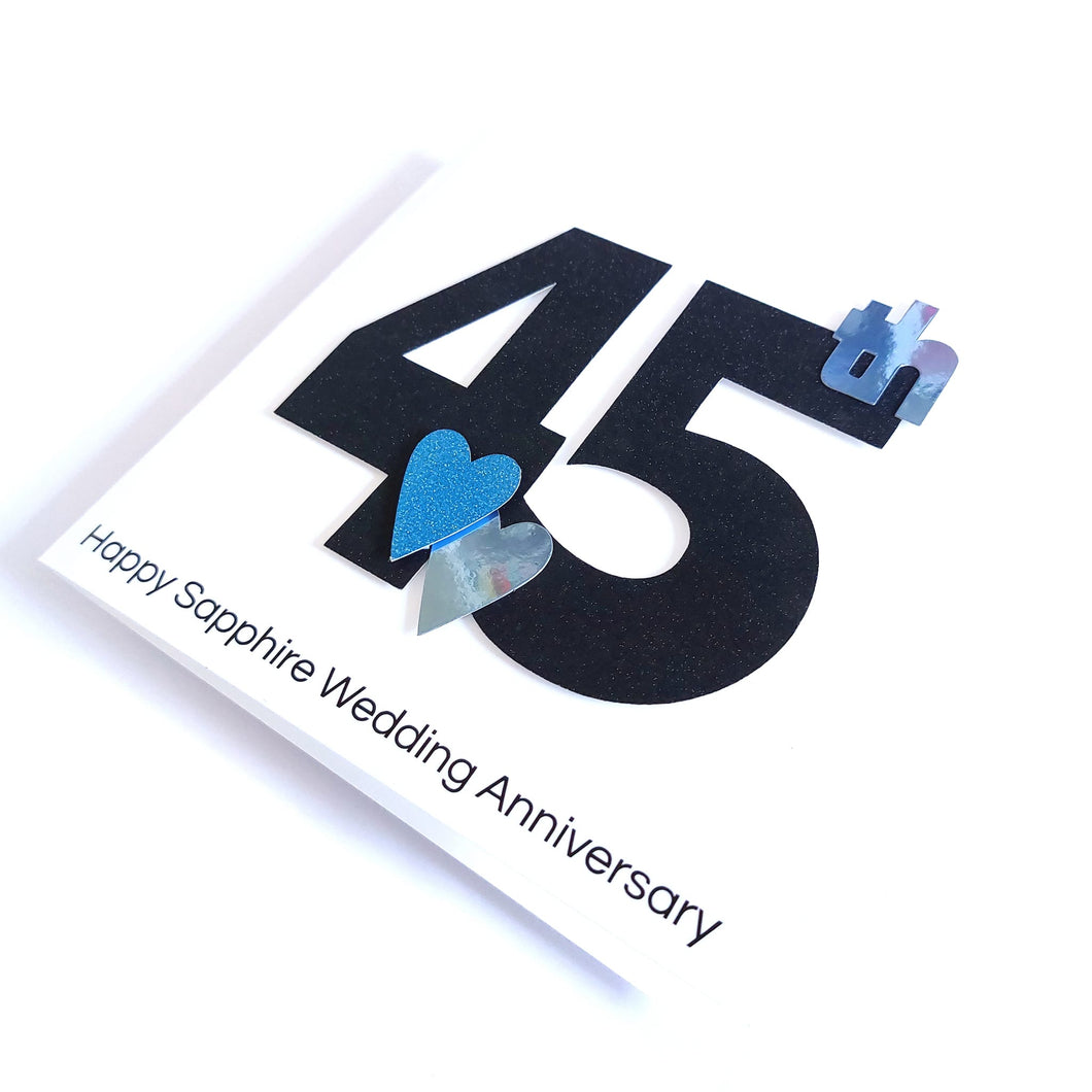 45th Anniversary Card - Sapphire Wedding Anniversary Card - Life is Better in Colour