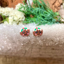 Load image into Gallery viewer, Christmas Pudding Stud Earrings - Christmas Natural Cork Jewellery - Incorknito Designs
