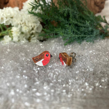 Load image into Gallery viewer, Robin Stud Earrings - Christmas Natural Cork Jewellery - Incorknito Designs
