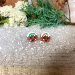 Christmas Pudding Stud Earrings - Christmas Natural Cork Jewellery - Incorknito Designs