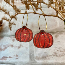 Load image into Gallery viewer, Large Pumpkin Hoop Earrings - Natural Cork Jewellery - Incorknito Designs
