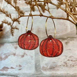 Large Pumpkin Hoop Earrings - Natural Cork Jewellery - Incorknito Designs