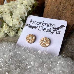 Snowflake Stud Earrings - Christmas Natural Cork Jewellery - Incorknito Designs