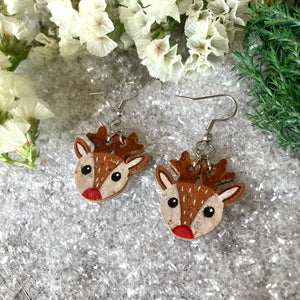 Reindeer Hook Earrings - Christmas Natural Cork Jewellery - Incorknito Designs