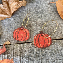 Load image into Gallery viewer, Large Pumpkin Hoop Earrings - Natural Cork Jewellery - Incorknito Designs
