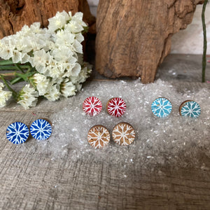 Snowflake Stud Earrings - Christmas Natural Cork Jewellery - Incorknito Designs