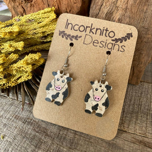 Cow Hook Earrings - Natural Cork Jewellery - Incorknito Designs