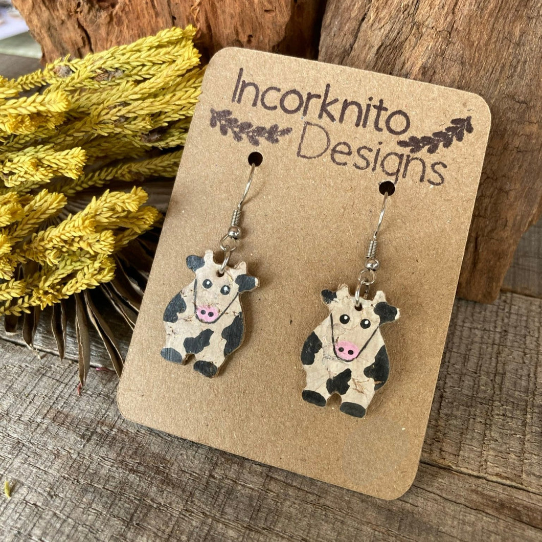 Cow Hook Earrings - Natural Cork Jewellery - Incorknito Designs