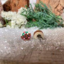 Load image into Gallery viewer, Christmas Pudding Stud Earrings - Christmas Natural Cork Jewellery - Incorknito Designs
